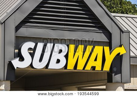 Indianapolis - Circa July 2017: Subway Sandwich Location. Subway is the World's Largest Submarine Sandwich Chain VI