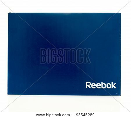 Winneconne WI - 26 June 2017: A shoebox featuring Reebok on an isolated background.