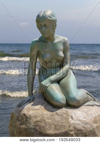 Rimini Italy - June 13 2017: Statue of Little mermaid in the theme park 