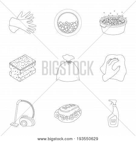 Cleaning, washing and everything connected with it. A set of icons for cleaning. Cleaning and maid icon in set collection on outline style vector symbol stock web illustration.