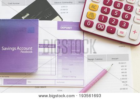 saving account pass book bank and slip deposit of bank