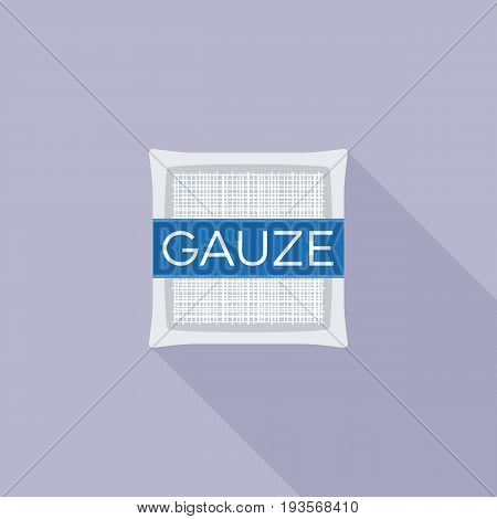 Gauze pad for first aid icon, flat design vector with long shadow