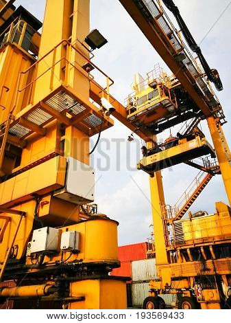 Rubber Tried Gantry Cranes (RTG) At Industrial Port