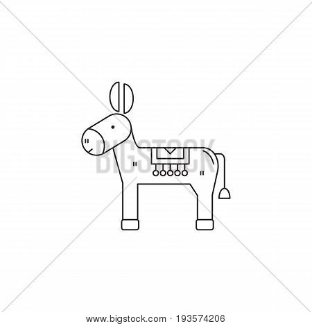 Donkey vector thin line icon. Black on white isolated symbol. Logo template for riding tour, element for travel agency products, tour brochure, excursion banner. Simple mono linear modern design.