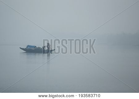 Fishermens in Sundarbans mangroves and tiger reserve in India