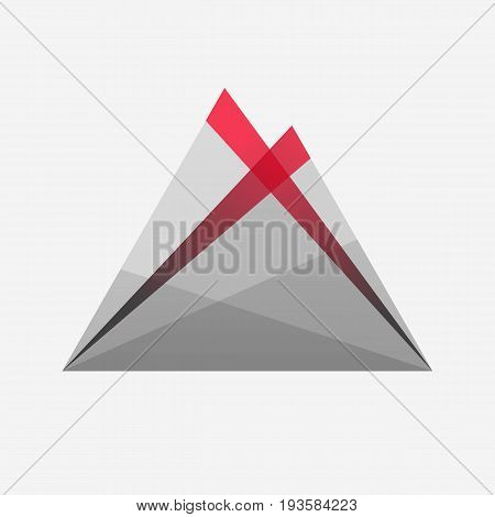Eruption. Volcano. Lava. Grey red gradient. Icon. Logotype. White background. Illustration. Eps10.