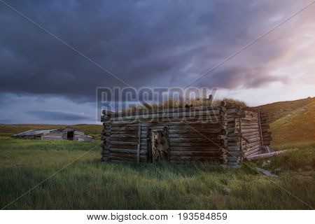 Sunset in the steppe a beautiful evening sky with clouds plato Ukok no one around Altai Siberia Russia