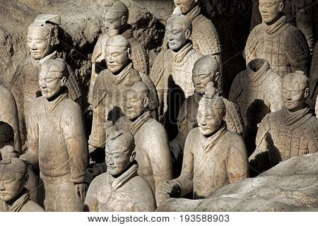 Xian China May 29 2017 The world famous Terracotta Army part of the Mausoleum of the First Qin Emperor and a UNESCO World Heritage Site located in Xian China