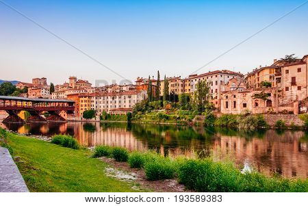 Bassano del Grappa Ponte Vecchio in Veneto Region Northern Italy