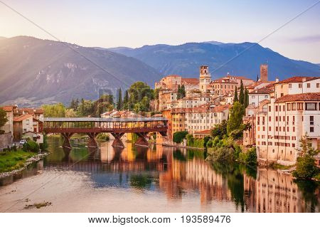 Bassano del Grappa Ponte Vecchio in Veneto Region Northern Italy