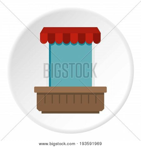Window with canopy icon in flat circle isolated vector illustration for web