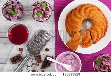 Bundt Cake And  Ice Cream Dessert