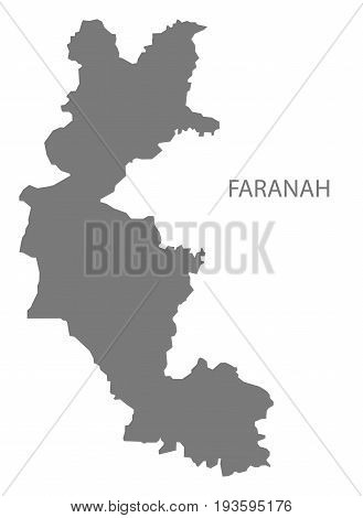 Faranah Guinea map grey illustration silhouette shape