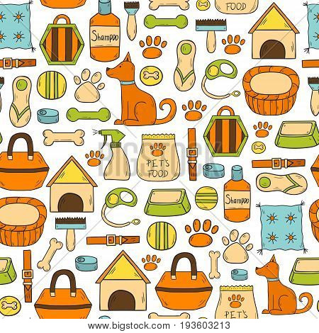 Vector Hand Drawn Dog Stuff Background