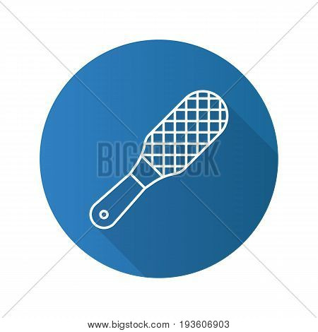 Foot rasp flat linear long shadow icon. Foot scrubber. Vector outline symbol