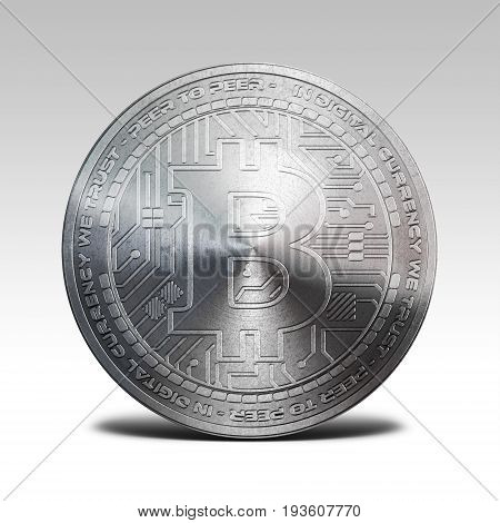silver bitcoin isolated on white background 3d illustration rendering