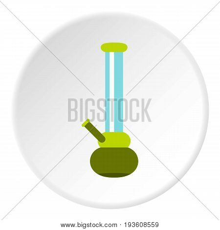 Bong for smoking icon in flat circle isolated vector illustration for web