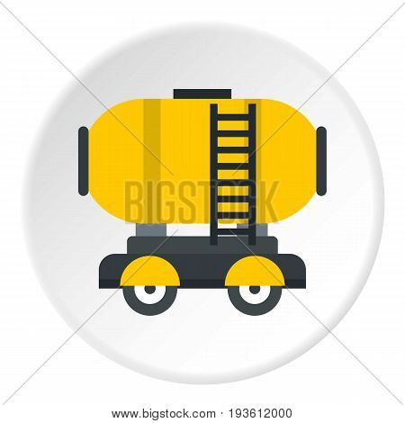 Waggon storage tank with oil icon in flat circle isolated vector illustration for web