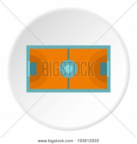 Futsal or indoor soccer field icon in flat circle isolated vector illustration for web