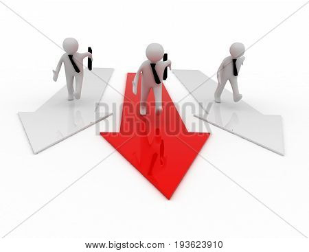 leader concept . aroows.  . 3d rendered illustration