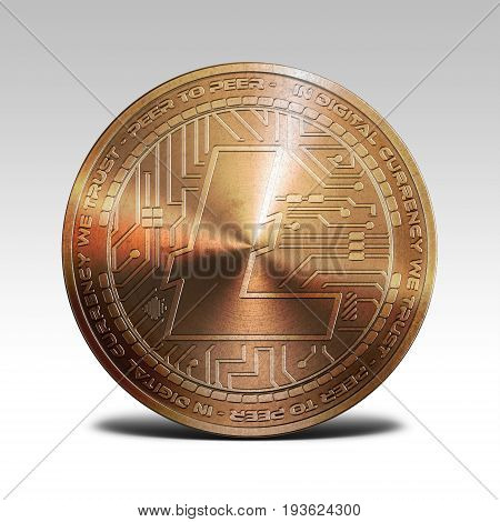 copper litecoin isolated on white background 3d illustration rendering