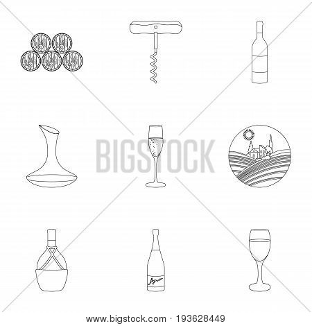 Wine products. Growing grapes, wine.Vine production icon in set collection on outline style vector symbol stock web illustration.