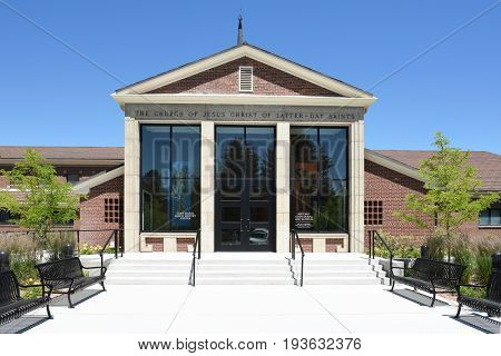 CODY, WYOMING - JUNE 24, 2017: Historic Cody Mural and Museum. the site offers a powerful glimpse into the western expansion of Mormon pioneers in the late 1800s