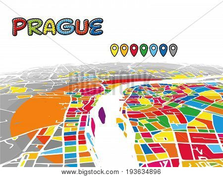 Prague, Czech Republic, Downtown 3D Vector Map