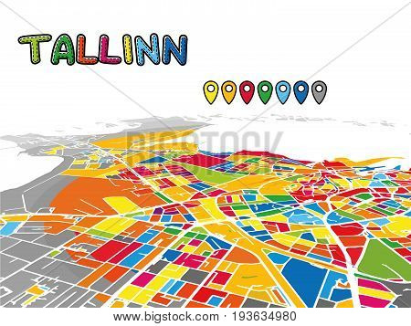 Tallinn, Estonia, Downtown 3D Vector Map