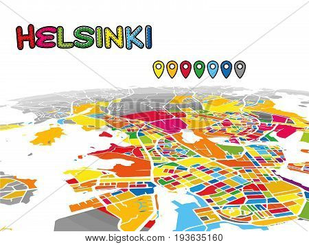 Helsinki, Finland, Downtown 3D Vector Map