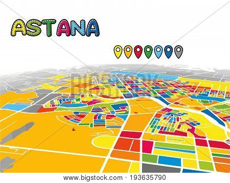 Astana, Kazakhstan, Downtown 3D Vector Map