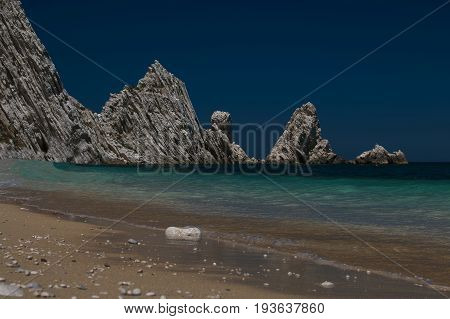Two Sister (Due Sorelle) bay , Conero Mountain in the adriatic sea, Italy