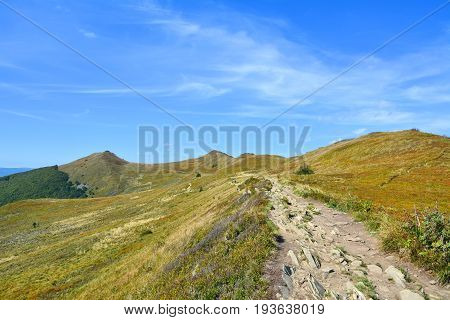 Polish mountains Bieszczady National Park Polonina Welinska in Poland. Carpathian Mountains
