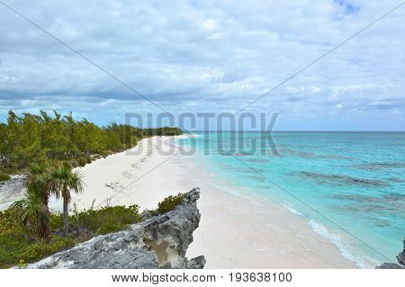 Paradise beach on Eleuthera island Bahamas. Scenic view