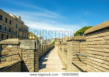 Rome Italy april 17 2017: Passetto di Borgo was a secret elevated passage between Vatican city and Castle of St Angel in Rome.
