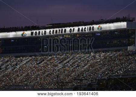July 01, 2017 - Daytona Beach, FL, USA: The sun sets on the track during the Coke Zero 400 at Daytona International Speedway in Daytona Beach, FL.