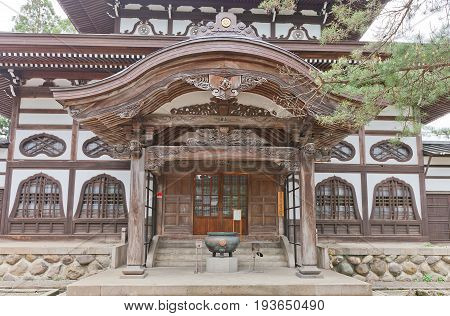 DAISEN JAPAN - MAY 26 2017: Main entrance of Naganobeyama Daisen Temple in Daisen Akita Prefecture Japan