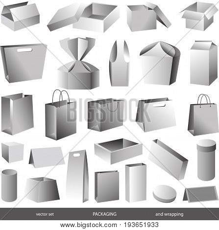 vector set of isolated packages on white background