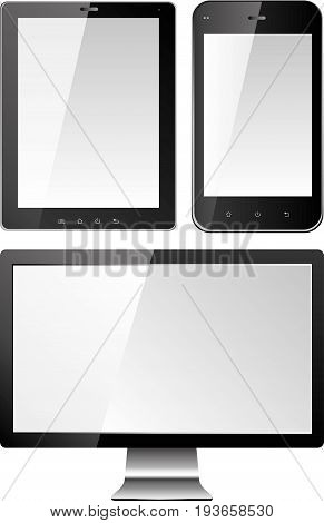 monitor and mobile screens vector isolated illustration