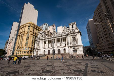 Rio de Janeiro, Brazil - June 27, 2017: City Hall building in downtown Rio de Janeiro, in front of the Cinelandia square.