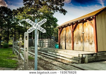 Smithville village New Jersey Railroad Crossing sign.