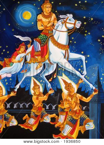 Vliegend paard tempel muurschildering