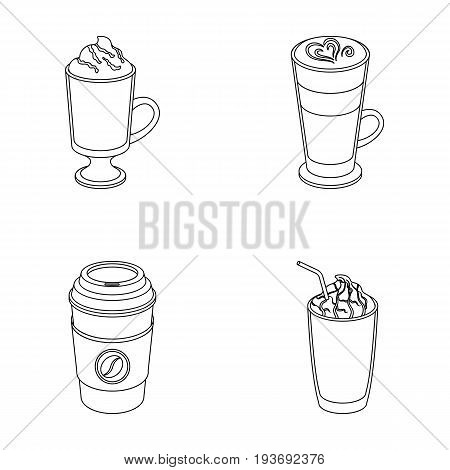 Mocha, macchiato, frappe, take coffee.Different types of coffee set collection icons in outline style vector symbol stock illustration .
