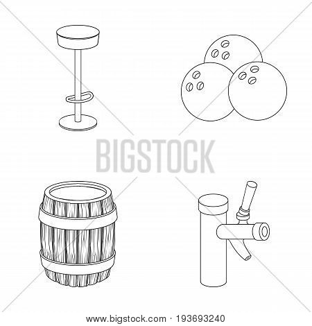 Restaurant, cafe, chair, bowling ball .Pub set collection icons in outline style vector symbol stock illustration .