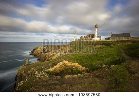 The lighthouse and abbey at Pointe Saint-Mathieu, France