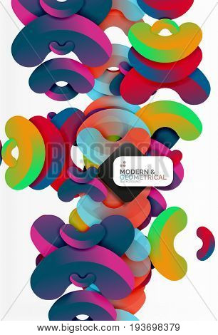 Abstract color geometric round shapes on white - elements with shadow, colorful composition