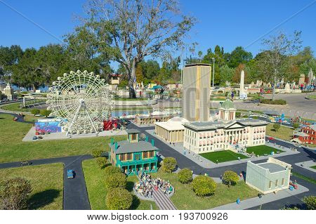 HOUSTON, USA - JANUARY 12, 2017: Miniland USA is replete with inspiring reproductions, made with 20 million LEGO pieces cities from all around the world, at Legoland, Carlsbad, CA.