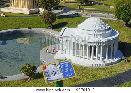 HOUSTON, USA - JANUARY 12, 2017: Miniature of Jeferson memorial building in USA is replete with inspiring reproductions.