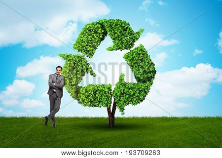 Businessman in recyling sustainable business concept