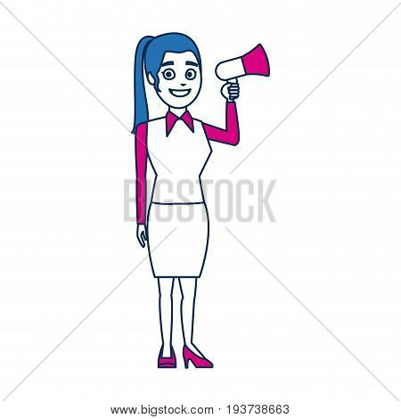 woman character holding speaker campaign vector illustration